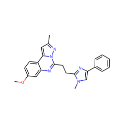 COc1ccc2c(c1)nc(CCc1nc(-c3ccccc3)cn1C)n1nc(C)cc21 ZINC000066058933