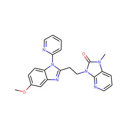 COc1ccc2c(c1)nc(CCn1c(=O)n(C)c3cccnc31)n2-c1ccccn1 ZINC000169349804