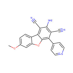 COc1ccc2c(c1)oc1c(-c3ccncc3)c(C#N)c(N)c(C#N)c12 ZINC000004600602