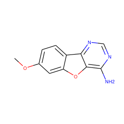 COc1ccc2c(c1)oc1c(N)ncnc12 ZINC000095595615