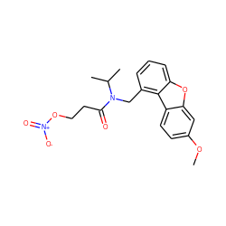 COc1ccc2c(c1)oc1cccc(CN(C(=O)CCO[N+](=O)[O-])C(C)C)c12 ZINC000103255935