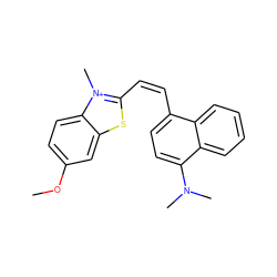 COc1ccc2c(c1)sc(/C=C\c1ccc(N(C)C)c3ccccc13)[n+]2C ZINC000090131081