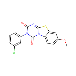 COc1ccc2c(c1)sc1nc(=O)n(-c3cccc(Cl)c3)c(=O)n12 ZINC000000986341