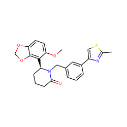 COc1ccc2c(c1[C@@H]1CCCC(=O)N1Cc1cccc(-c3csc(C)n3)c1)OCO2 ZINC000223038918