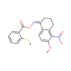 COc1ccc2c(c1[N+](=O)[O-])CCC/C2=N/OC(=O)c1ccccc1SC ZINC000005090934