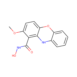 COc1ccc2c(c1C(=O)NO)Nc1ccccc1O2 ZINC000036222764