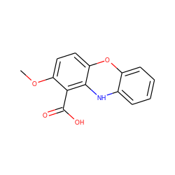 COc1ccc2c(c1C(=O)O)Nc1ccccc1O2 ZINC000026029055