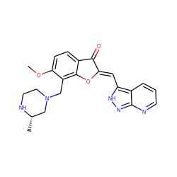 COc1ccc2c(c1CN1CCN[C@@H](C)C1)O/C(=C\c1[nH]nc3ncccc13)C2=O ZINC000653759943