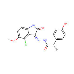 COc1ccc2c(c1Cl)/C(=N/NC(=O)[C@@H](C)c1ccc(O)cc1)C(=O)N2 ZINC000072179767