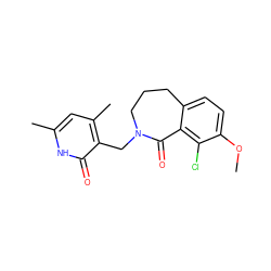 COc1ccc2c(c1Cl)C(=O)N(Cc1c(C)cc(C)[nH]c1=O)CCC2 ZINC000219174219