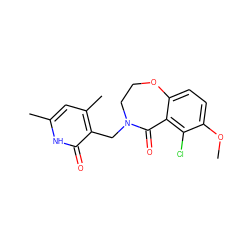 COc1ccc2c(c1Cl)C(=O)N(Cc1c(C)cc(C)[nH]c1=O)CCO2 ZINC000217963647