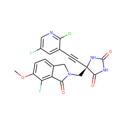 COc1ccc2c(c1F)C(=O)N(C[C@@]1(C#Cc3cc(F)cnc3Cl)NC(=O)NC1=O)C2 ZINC000096173608