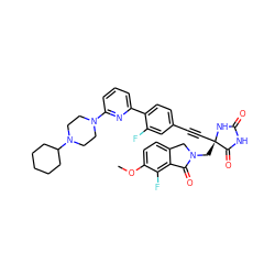 COc1ccc2c(c1F)C(=O)N(C[C@@]1(C#Cc3ccc(-c4cccc(N5CCN(C6CCCCC6)CC5)n4)c(F)c3)NC(=O)NC1=O)C2 ZINC000163984337