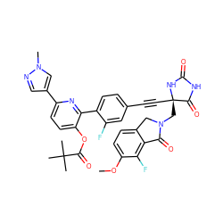 COc1ccc2c(c1F)C(=O)N(C[C@@]1(C#Cc3ccc(-c4nc(-c5cnn(C)c5)ccc4OC(=O)C(C)(C)C)c(F)c3)NC(=O)NC1=O)C2 ZINC000163996548