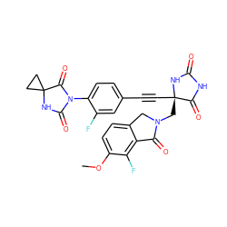 COc1ccc2c(c1F)C(=O)N(C[C@@]1(C#Cc3ccc(N4C(=O)NC5(CC5)C4=O)c(F)c3)NC(=O)NC1=O)C2 ZINC000096173613