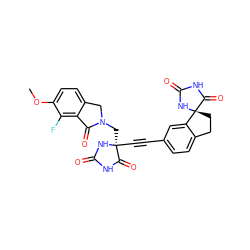 COc1ccc2c(c1F)C(=O)N(C[C@@]1(C#Cc3ccc4c(c3)[C@]3(CC4)NC(=O)NC3=O)NC(=O)NC1=O)C2 ZINC000096173600