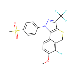 COc1ccc2c(c1F)CSc1c(C(F)(F)F)nn(-c3ccc(S(C)(=O)=O)cc3)c1-2 ZINC000028520857