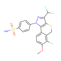 COc1ccc2c(c1F)CSc1c(C(F)F)nn(-c3ccc(S(N)(=O)=O)cc3)c1-2 ZINC000028522026