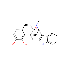 COc1ccc2c(c1O)[C@]13CCN(C)[C@H](C2)[C@]1(O)Cc1c([nH]c2ccccc12)C3 ZINC000013797331