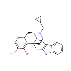 COc1ccc2c(c1O)[C@]13CCN(CC4CC4)[C@H](C2)[C@@H]1Cc1c([nH]c2ccccc12)C3 ZINC000003931532