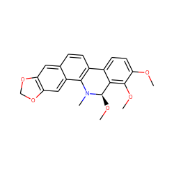 COc1ccc2c(c1OC)[C@@H](OC)N(C)c1c-2ccc2cc3c(cc12)OCO3 ZINC000001531458