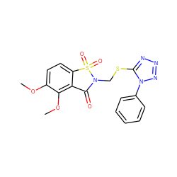 COc1ccc2c(c1OC)C(=O)N(CSc1nnnn1-c1ccccc1)S2(=O)=O ZINC000026745195