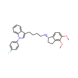 COc1ccc2c(c1OC)CC[C@@H]2NCCCCc1cn(-c2ccc(F)cc2)c2ccccc12 ZINC000299841100