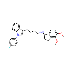 COc1ccc2c(c1OC)CC[C@H]2NCCCCc1cn(-c2ccc(F)cc2)c2ccccc12 ZINC000299841099