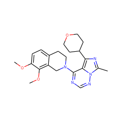 COc1ccc2c(c1OC)CN(c1ncnn3c(C)nc(C4CCOCC4)c13)CC2 ZINC000169711692