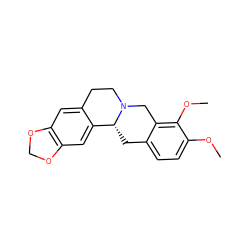 COc1ccc2c(c1OC)CN1CCc3cc4c(cc3[C@H]1C2)OCO4 ZINC000019701798