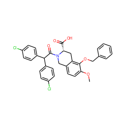 COc1ccc2c(c1OCc1ccccc1)C[C@@H](C(=O)O)N(C(=O)C(c1ccc(Cl)cc1)c1ccc(Cl)cc1)C2 ZINC000001538022