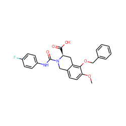 COc1ccc2c(c1OCc1ccccc1)C[C@H](C(=O)O)N(C(=O)Nc1ccc(F)cc1)C2 ZINC000027712603