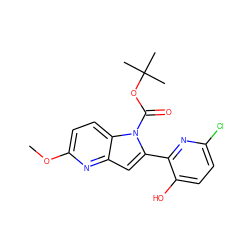 COc1ccc2c(cc(-c3nc(Cl)ccc3O)n2C(=O)OC(C)(C)C)n1 ZINC000146651281