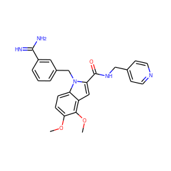 COc1ccc2c(cc(C(=O)NCc3ccncc3)n2Cc2cccc(C(=N)N)c2)c1OC ZINC000003833787