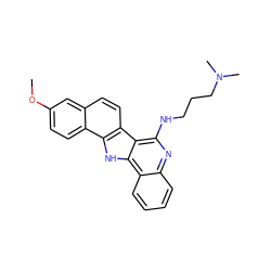 COc1ccc2c(ccc3c2[nH]c2c4ccccc4nc(NCCCN(C)C)c32)c1 ZINC000013440377