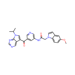 COc1ccc2c(ccn2CC(=O)Nc2cncc(C(=O)c3cn(C(C)C)c4ncncc34)c2)c1 ZINC000169707886