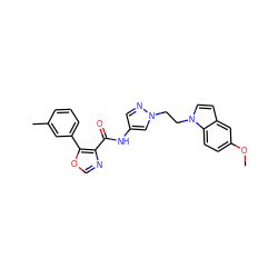 COc1ccc2c(ccn2CCn2cc(NC(=O)c3ncoc3-c3cccc(C)c3)cn2)c1 ZINC001772573355