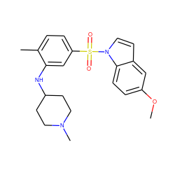 COc1ccc2c(ccn2S(=O)(=O)c2ccc(C)c(NC3CCN(C)CC3)c2)c1 ZINC000035262019