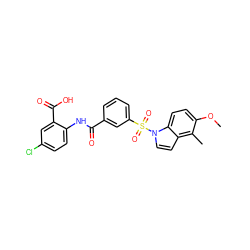 COc1ccc2c(ccn2S(=O)(=O)c2cccc(C(=O)Nc3ccc(Cl)cc3C(=O)O)c2)c1C ZINC000040424157