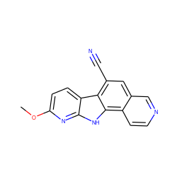 COc1ccc2c(n1)[nH]c1c3ccncc3cc(C#N)c21 ZINC000217063120