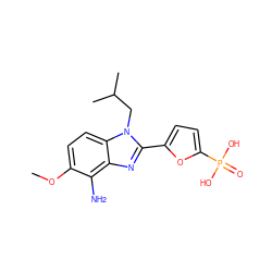 COc1ccc2c(nc(-c3ccc(P(=O)(O)O)o3)n2CC(C)C)c1N ZINC000045316034