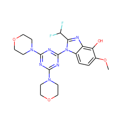 COc1ccc2c(nc(C(F)F)n2-c2nc(N3CCOCC3)nc(N3CCOCC3)n2)c1O ZINC000073167155