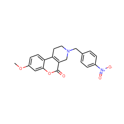 COc1ccc2c3c(c(=O)oc2c1)CN(Cc1ccc([N+](=O)[O-])cc1)CC3 ZINC000013764649