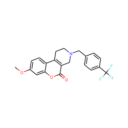 COc1ccc2c3c(c(=O)oc2c1)CN(Cc1ccc(C(F)(F)F)cc1)CC3 ZINC000026643666