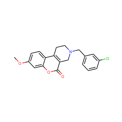 COc1ccc2c3c(c(=O)oc2c1)CN(Cc1cccc(Cl)c1)CC3 ZINC000013764638