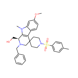 COc1ccc2c3c(n(C)c2c1)[C@H](CO)N(Cc1ccccc1)CC31CCN(S(=O)(=O)c2ccc(C)cc2)CC1 ZINC000095601952