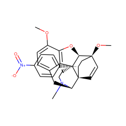 COc1ccc2c3c1O[C@@H]1[C@]34CCN(C)[C@H](C2)[C@]42C=C[C@]1(OC)C[C@H]2c1ccc([N+](=O)[O-])cc1 ZINC000101308919