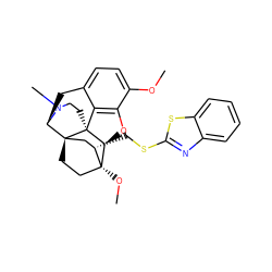 COc1ccc2c3c1O[C@@H]1[C@]34CCN(C)[C@H](C2)[C@]42CC[C@@]1(OC)[C@@H](CSc1nc3ccccc3s1)C2 ZINC000148717872