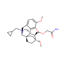 COc1ccc2c3c1O[C@@H]1[C@]34CCN(CC3CC3)[C@H](C2)[C@]42CC[C@@]1(OC)[C@@H](COCC(N)=O)C2 ZINC000148757084