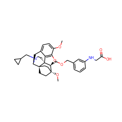 COc1ccc2c3c1O[C@@H]1[C@]34CCN(CC3CC3)[C@H](C2)[C@]42CC[C@@]1(OC)[C@@H](COCc1cccc(NCC(=O)O)c1)C2 ZINC000114754839